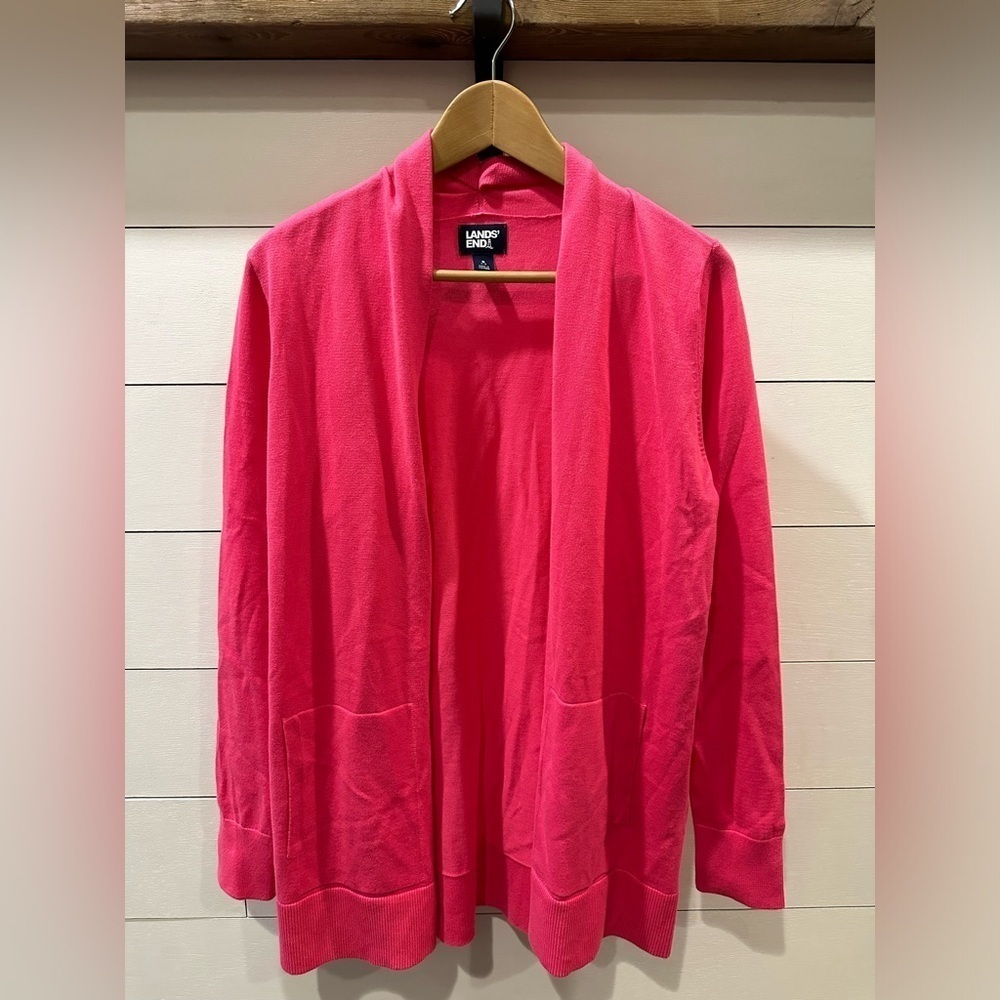 Lands' End Vibrant Pink Cardigan- size Small